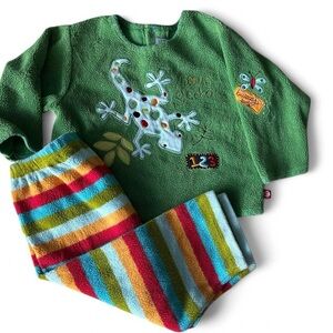 Vintage Zutano 18-24 Months Lizard & Nature Fleece Outfit – Cozy Striped Pants